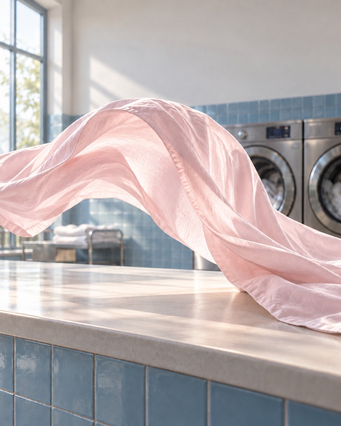 Segunda versão da abertura, com lençol rosa ainda amassado