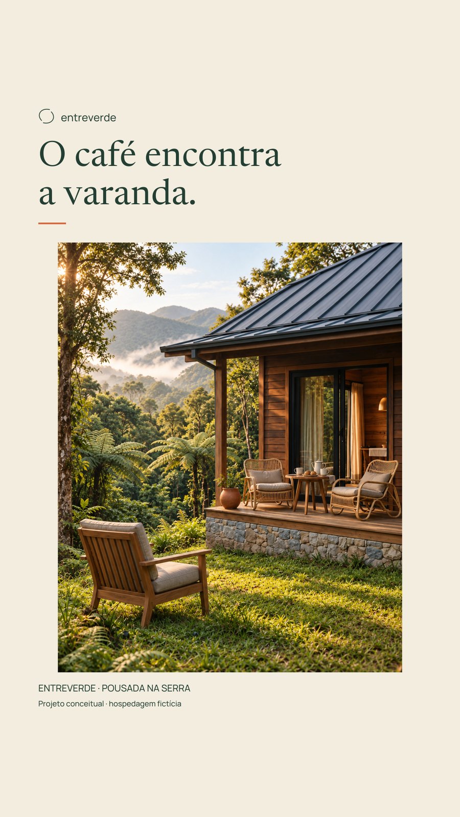 Story 3, O café encontra a varanda, com a cabana e a mesa de café