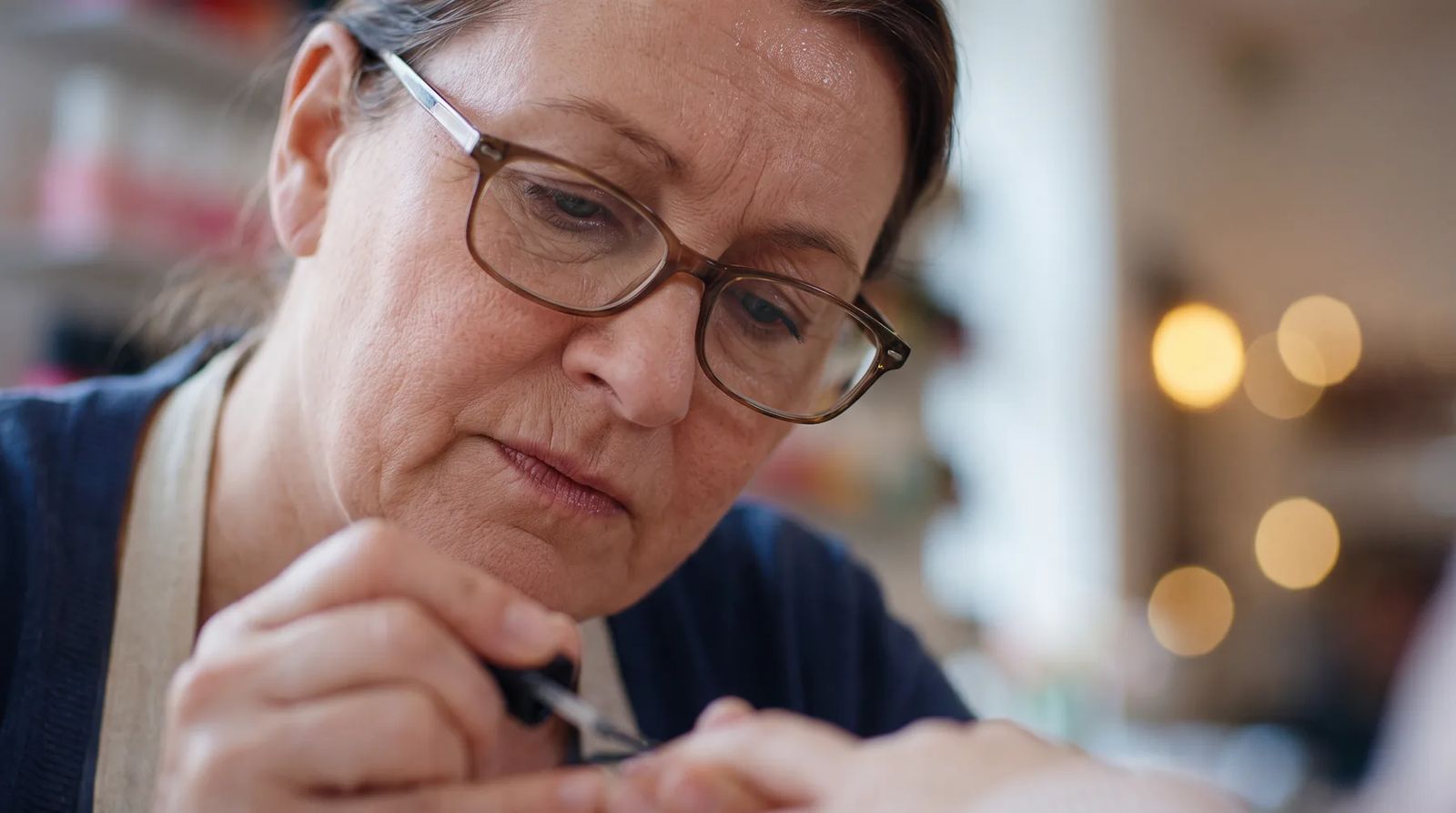 Manicure em ação, imagem gerada com IA para a marca fictícia Segura MEI